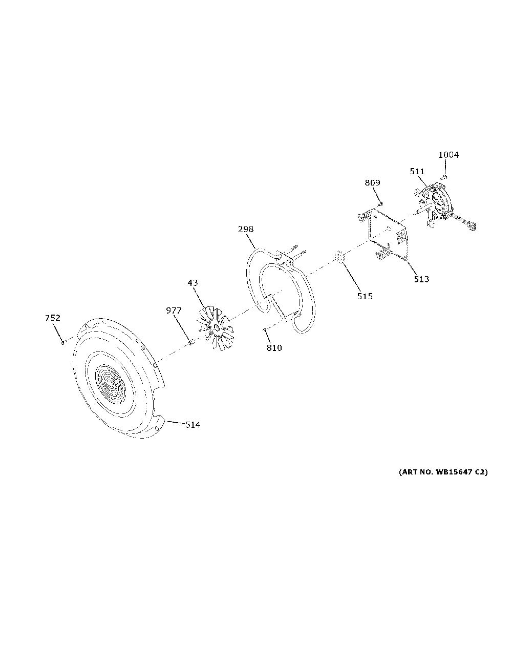 Convection Fan Diagram and Parts List for CHS90XM2N5S5  General Electric Range