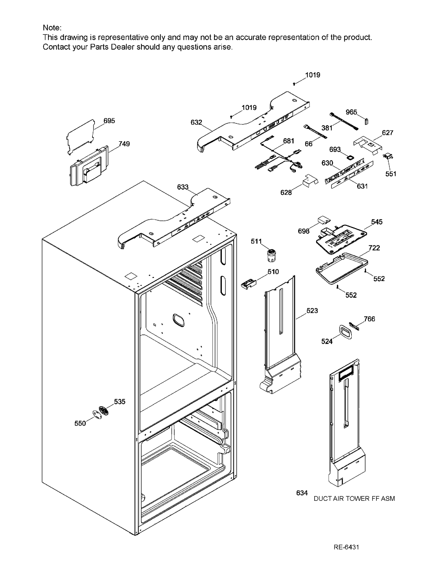 FUNCTIONAL PARTS FF Diagram and Parts List for GNE21DSKAKSS  General Electric Refrigerator