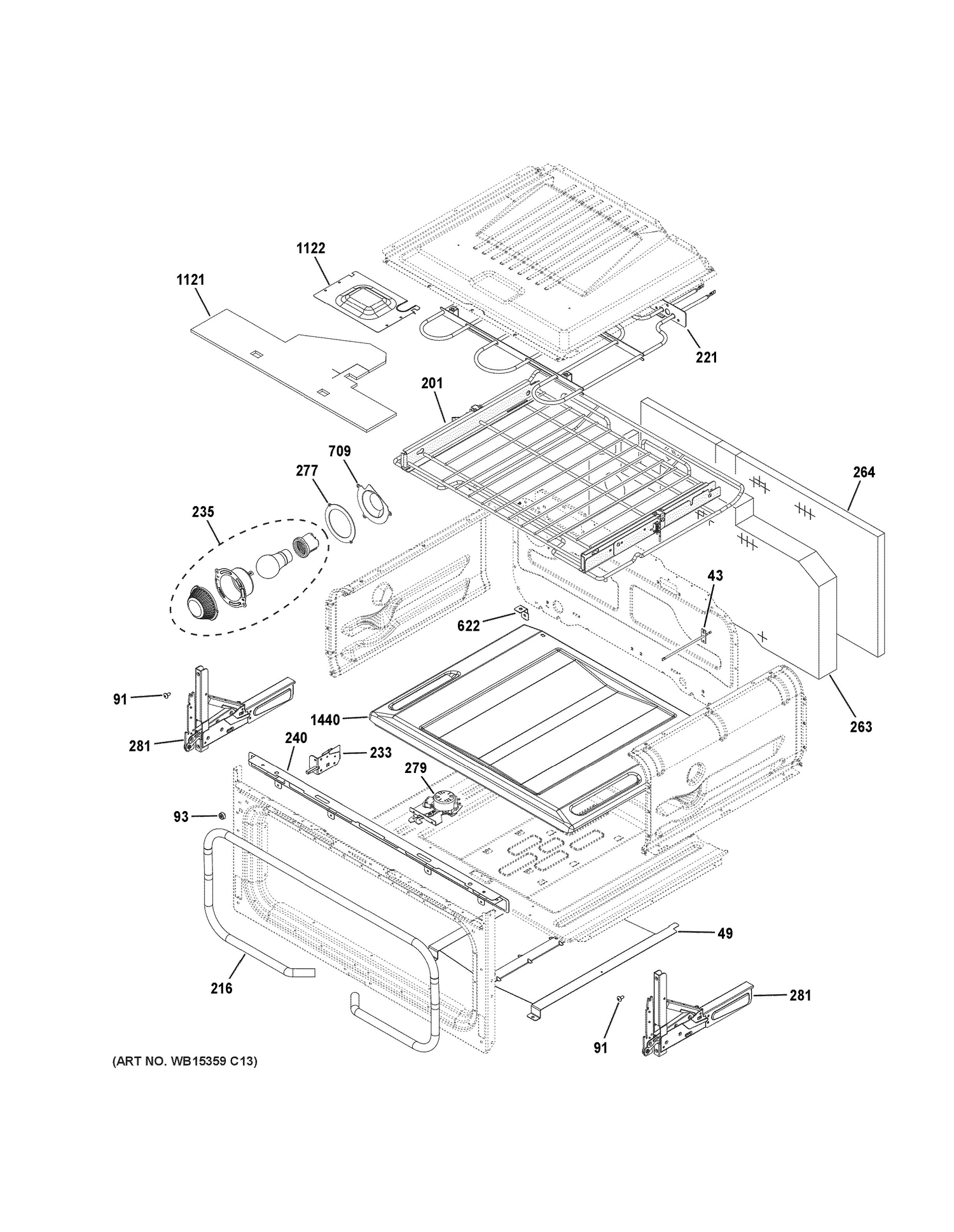 UPPER OVEN Diagram and Parts List for CGS995SEL1SS  General Electric Range