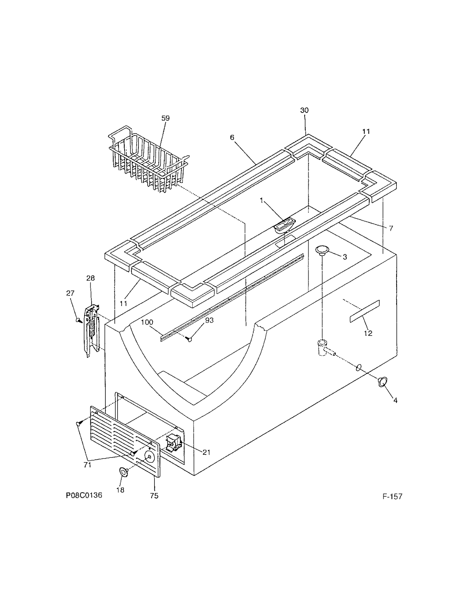 FREEZER Diagram and Parts List for 81325 MFC13M6BW1 General Electric Freezer