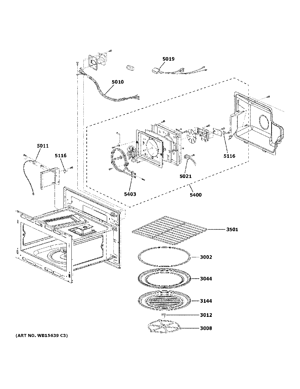 Interior parts Diagram and Parts List for ZSB9232N2SS  General Electric Microwave