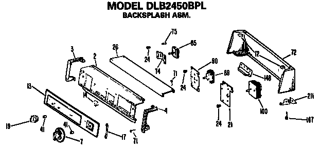 Backsplash For Dlb2450bpl Only Diagram and Parts List for DLB2450BPL  Hotpoint Dryer