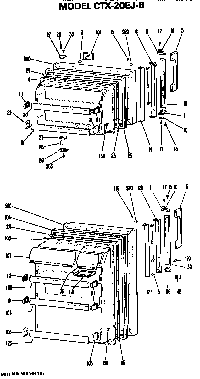 Doors Diagram and Parts List for CTX20EJB  Hotpoint Refrigerator