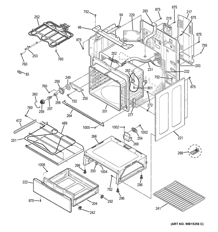 Body Parts Diagram and Parts List for JB650DF2CC  General Electric Range