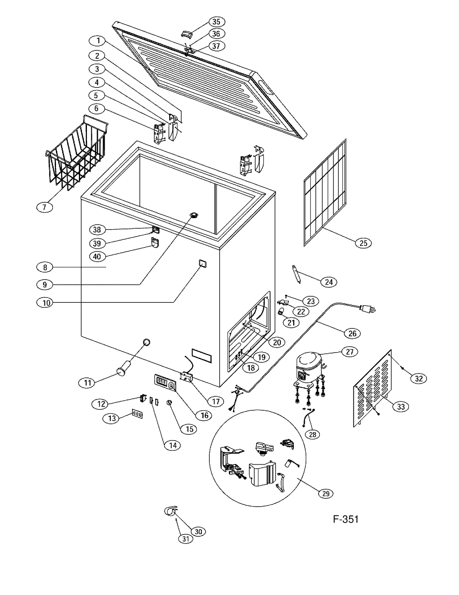FREEZER Diagram and Parts List for FCM5CNAWWC  General Electric Freezer