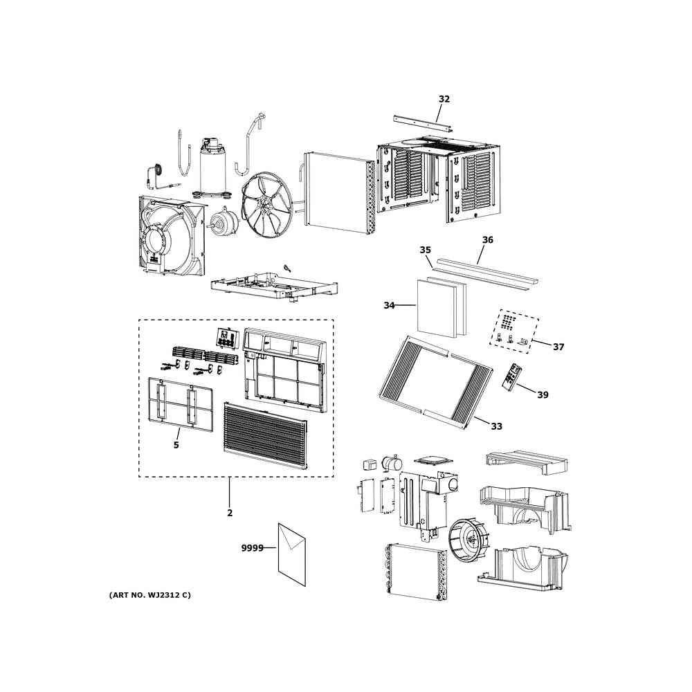 Room Air Conditioner Diagram and Parts List for ATM06LZW2  General Electric Air Conditioner