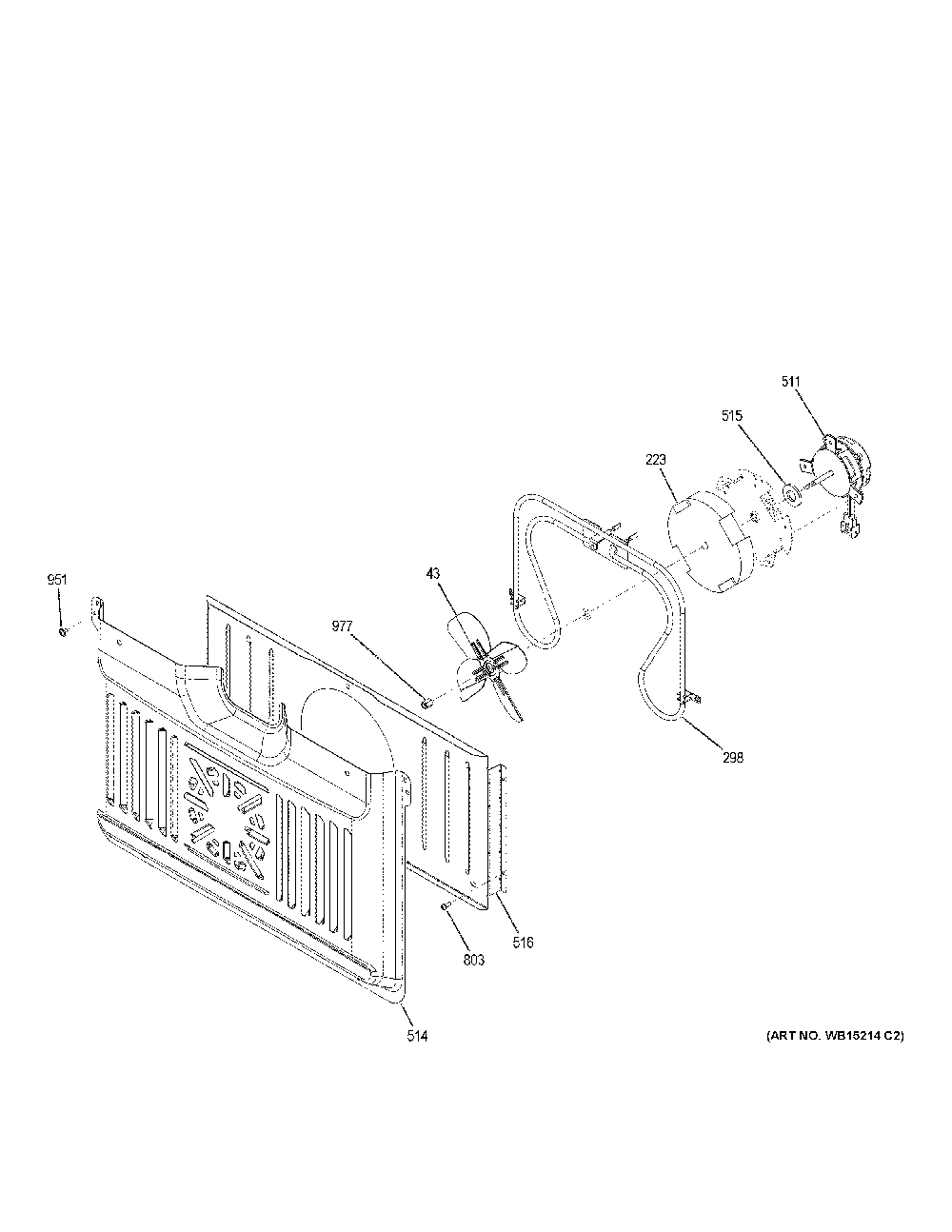 Convection Fan Diagram and Parts List for CTD90FP3N2D1  General Electric Wall Oven