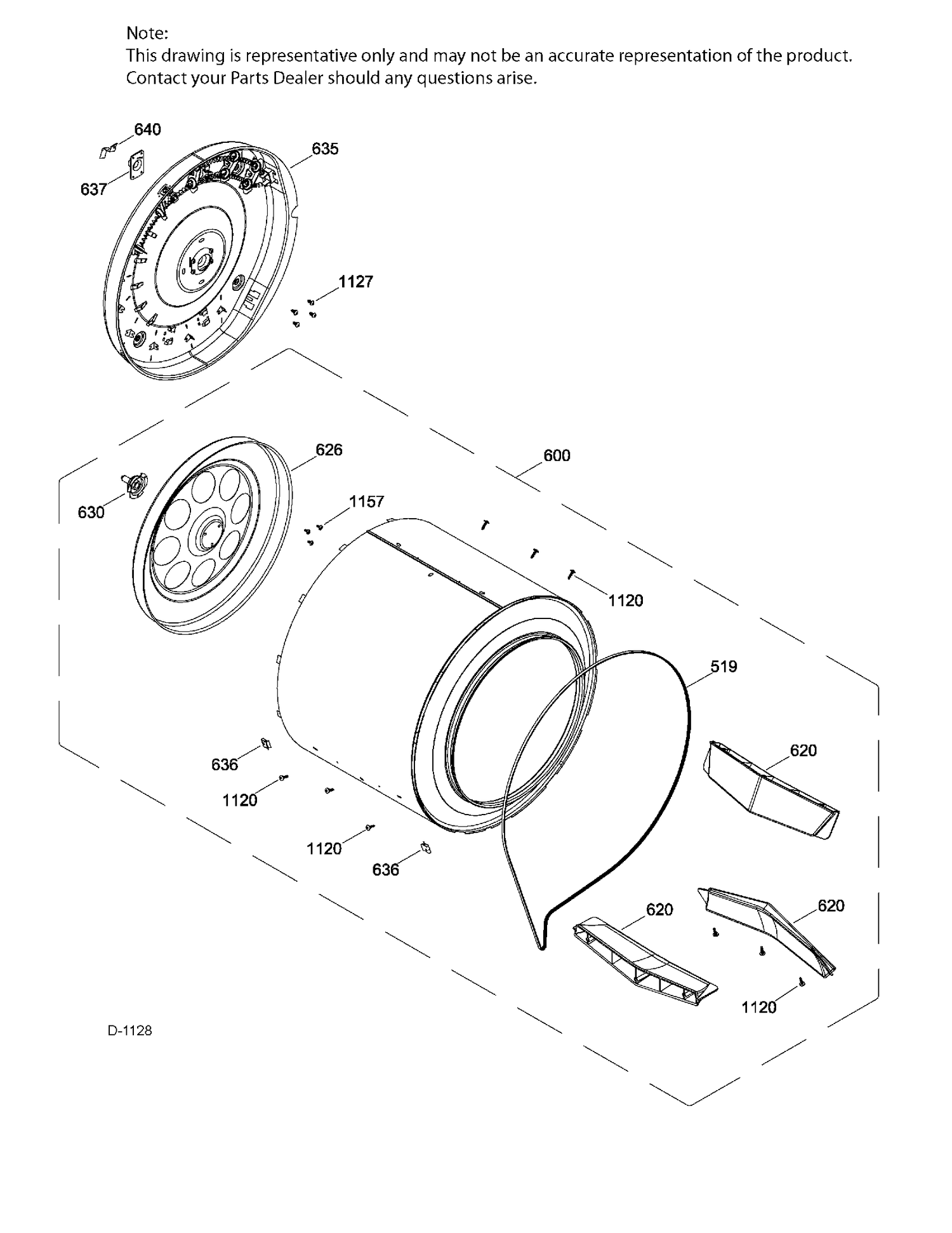 DRUM ASM Diagram and Parts List for PSKP333EB5WW  General Electric Dryer