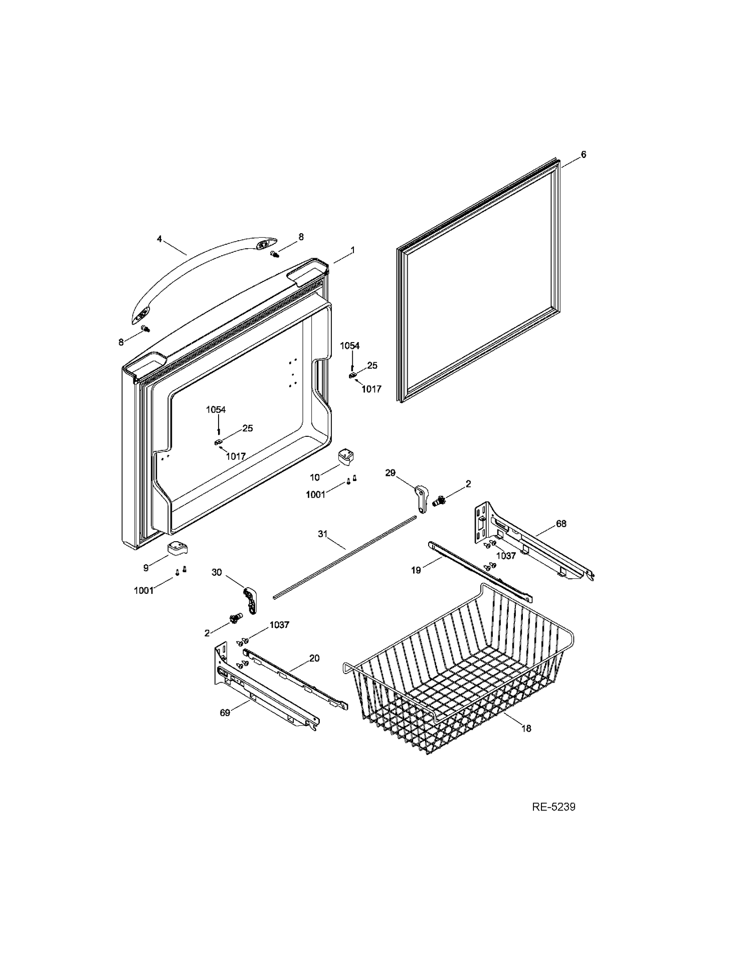 FZ DOOR Diagram and Parts List for PDRS0MBYGLSS  General Electric Refrigerator
