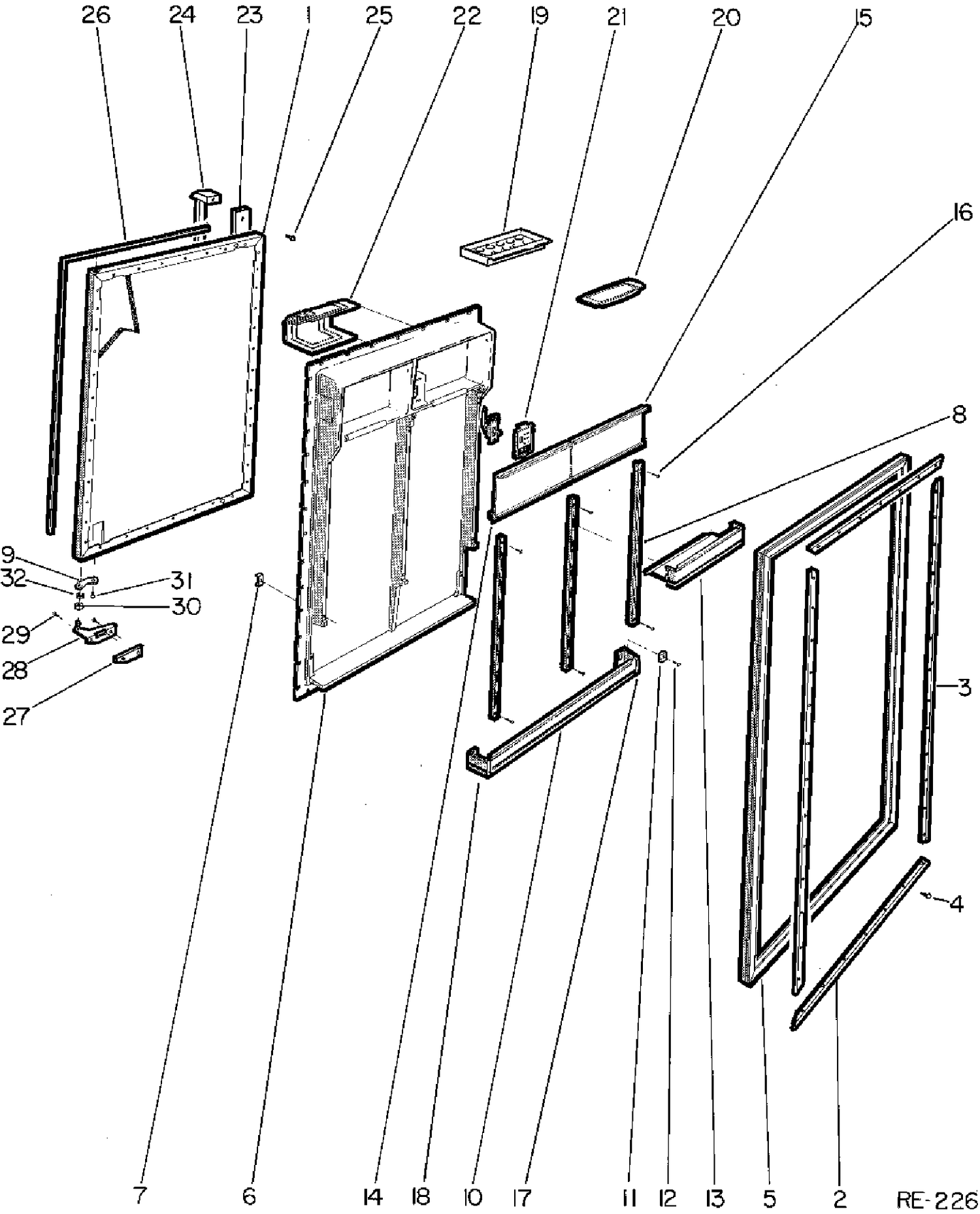 REFRIGERATOR DOOR Diagram and Parts List for 35311-1  General Electric Refrigerator