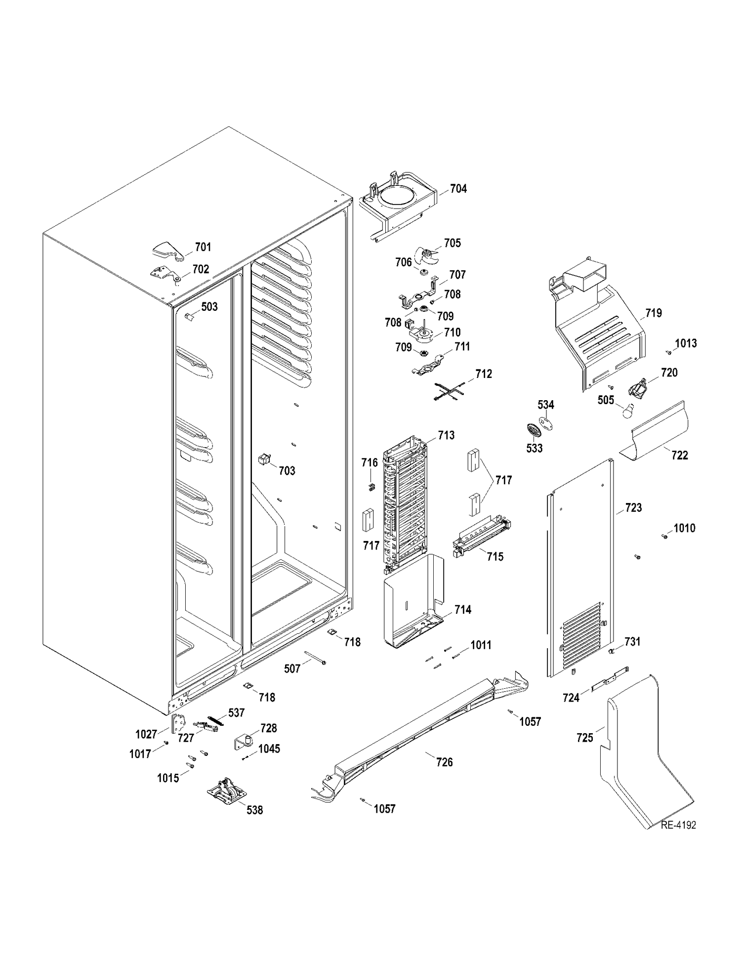 FZ SECTION Diagram and Parts List for GSRC3QGZAFBB  General Electric Refrigerator