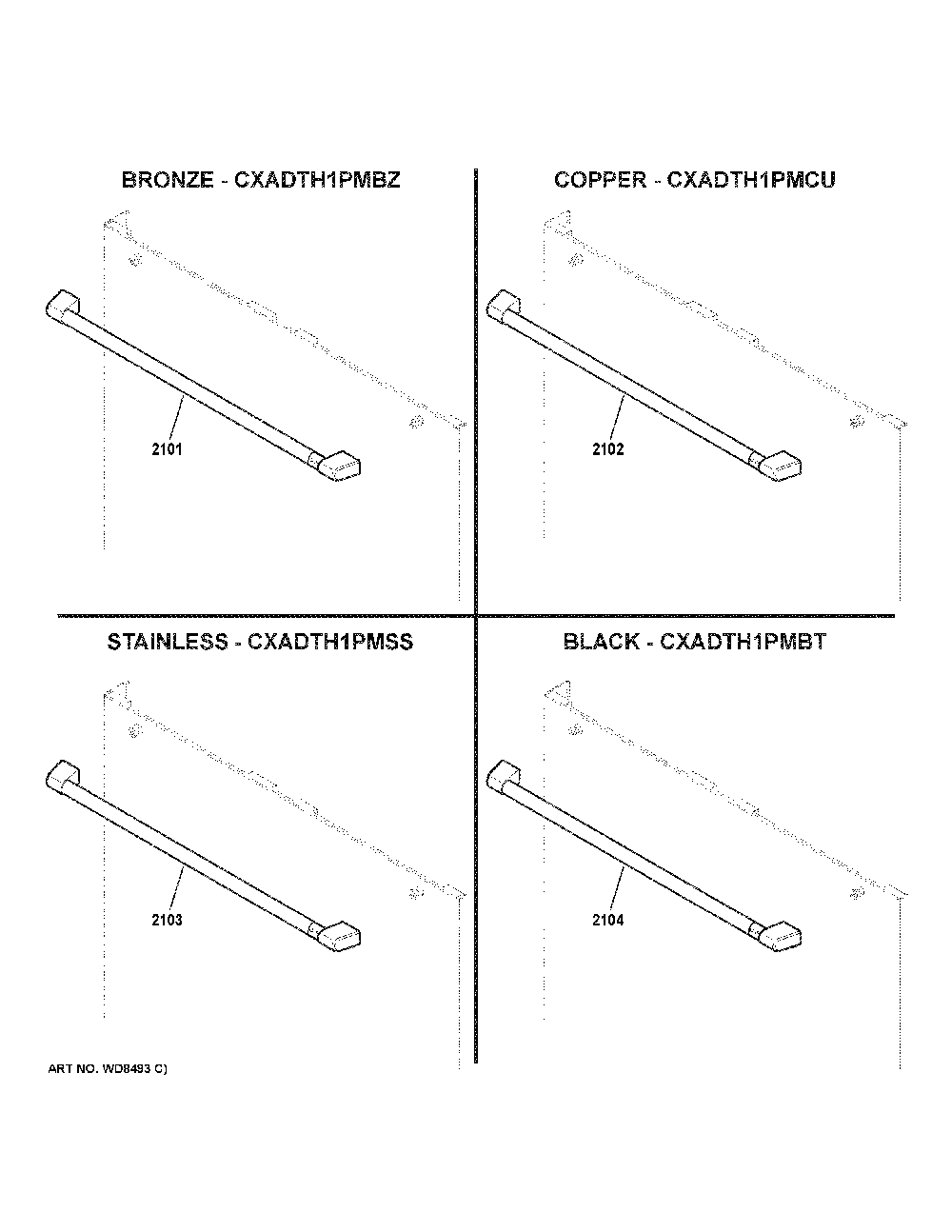 Cafe Customization Diagram and Parts List for CDT875P3N6D1  General Electric Dishwasher