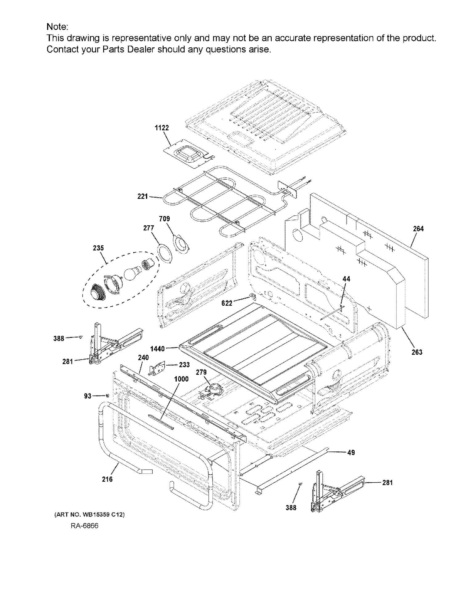 UPPER OVEN Diagram and Parts List for PCGS960BEL1TS  General Electric Range