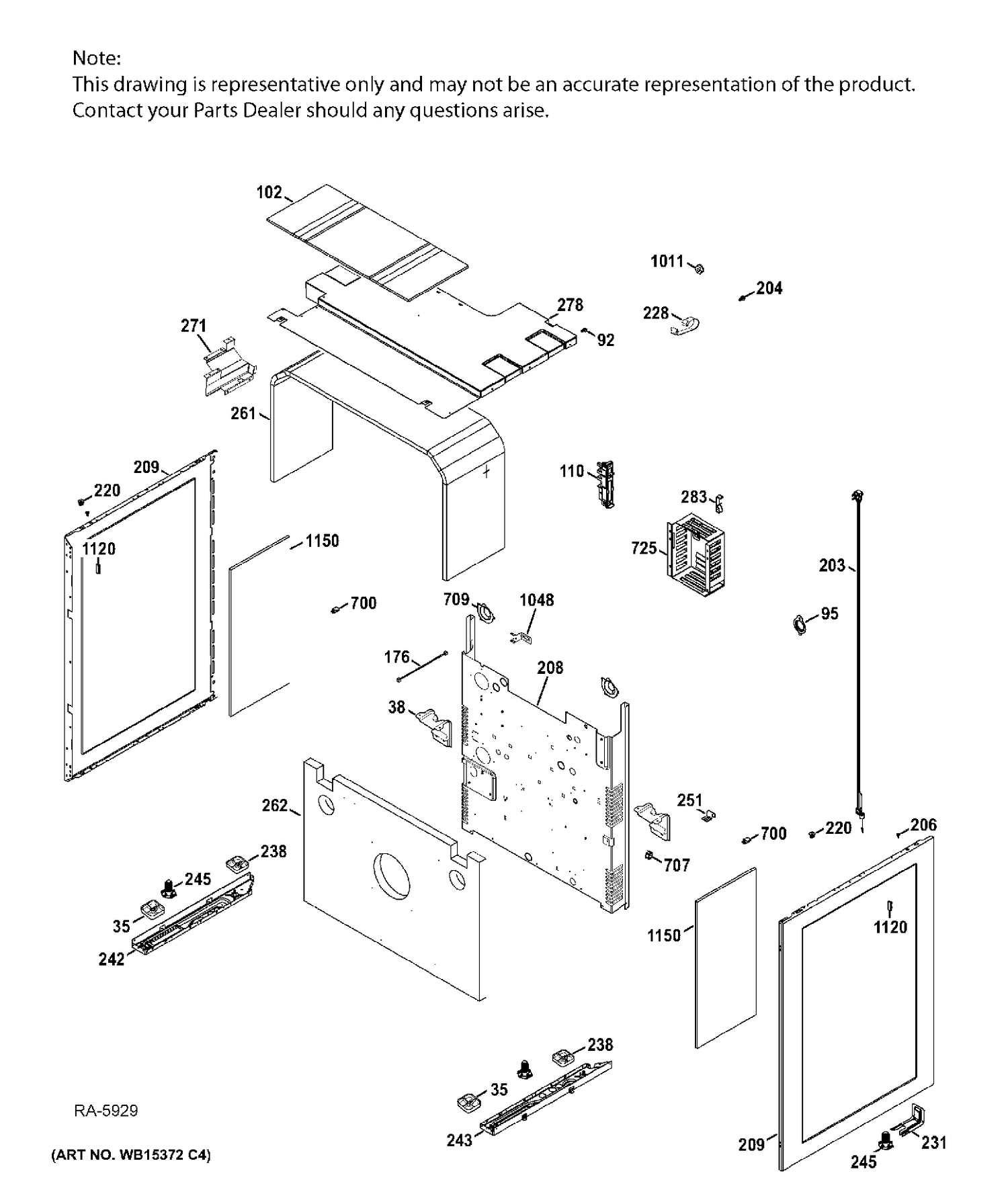 BODY PARTS Diagram and Parts List for JCGB850SEF3SS  General Electric Range