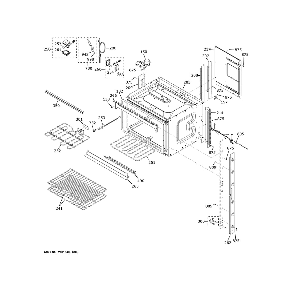 Upper Oven Diagram and Parts List for JTD5000EV2ES  General Electric Wall Oven