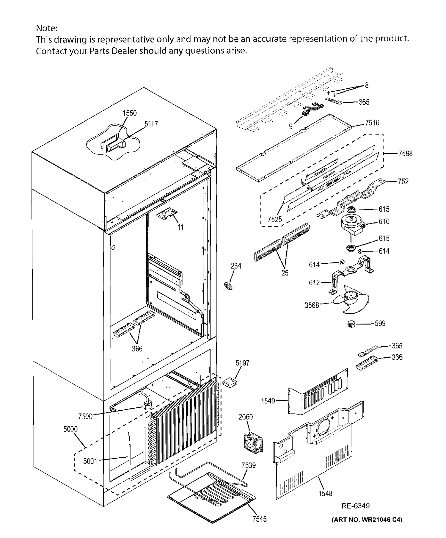 CONTROLS & COMPONETS Diagram and Parts List for ZIP360NHA  General Electric Refrigerator