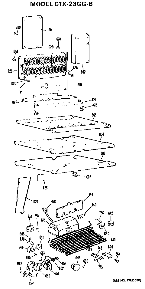 Unit Parts Diagram and Parts List for CTX23GGB  Hotpoint Refrigerator
