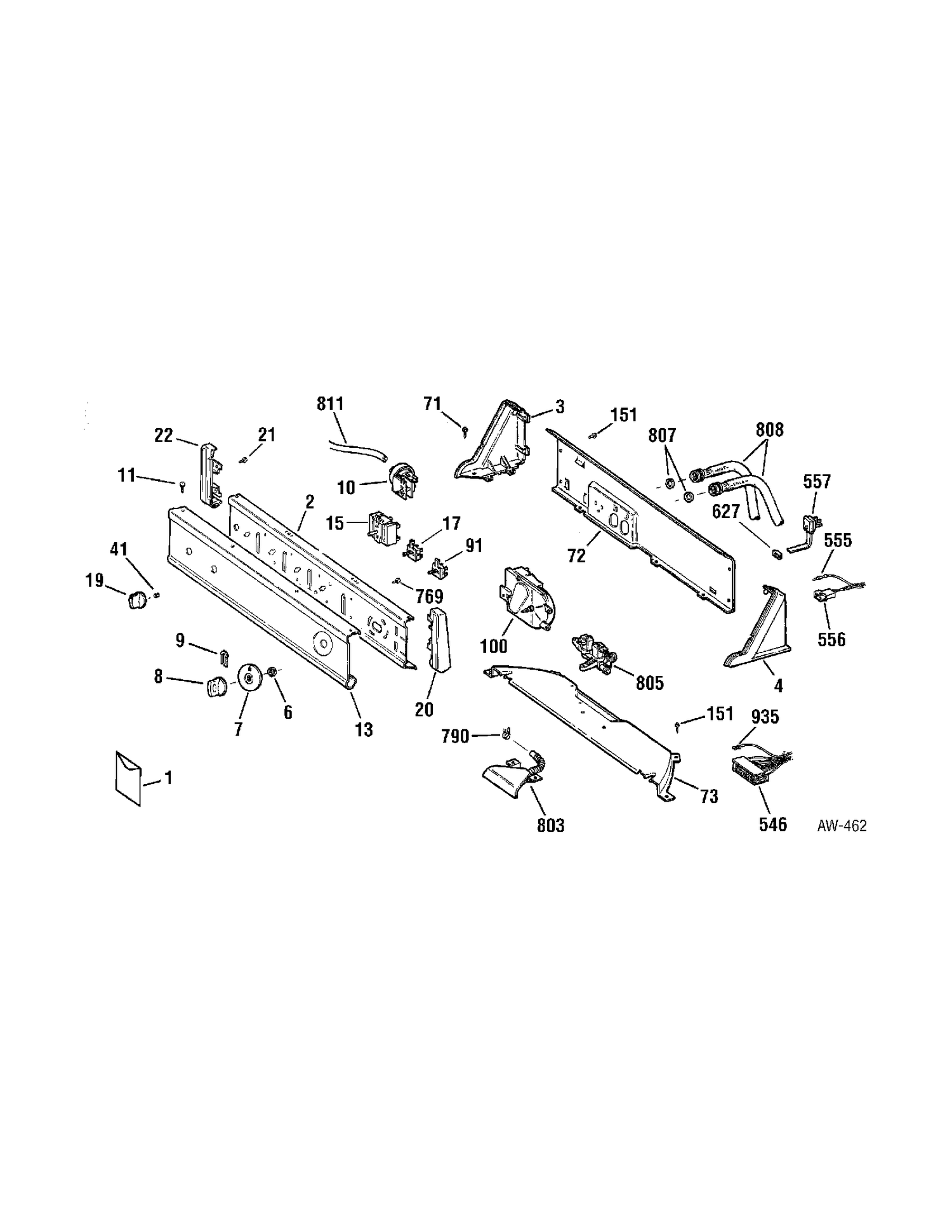 CONTROL PANEL Diagram and Parts List for 57051A0WW  General Electric Washer