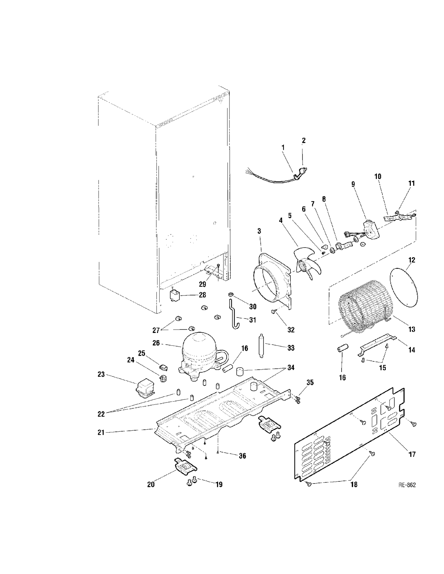 SYSTEM GROUP 2 Diagram and Parts List for 3220-00LA0S00  General Electric Refrigerator
