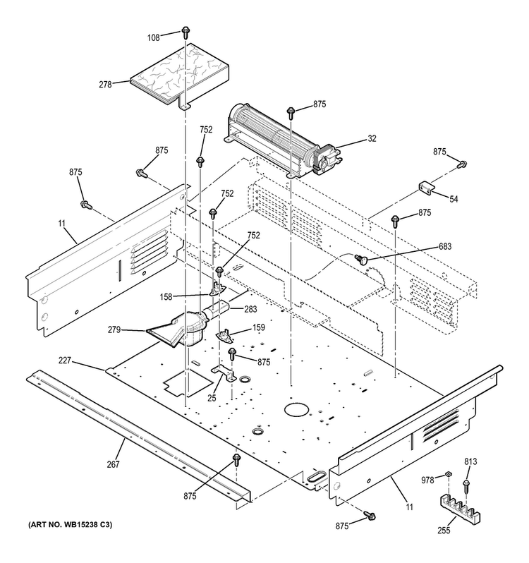 Cooling Fan Diagram and Parts List for JD630DF2BB  General Electric Range