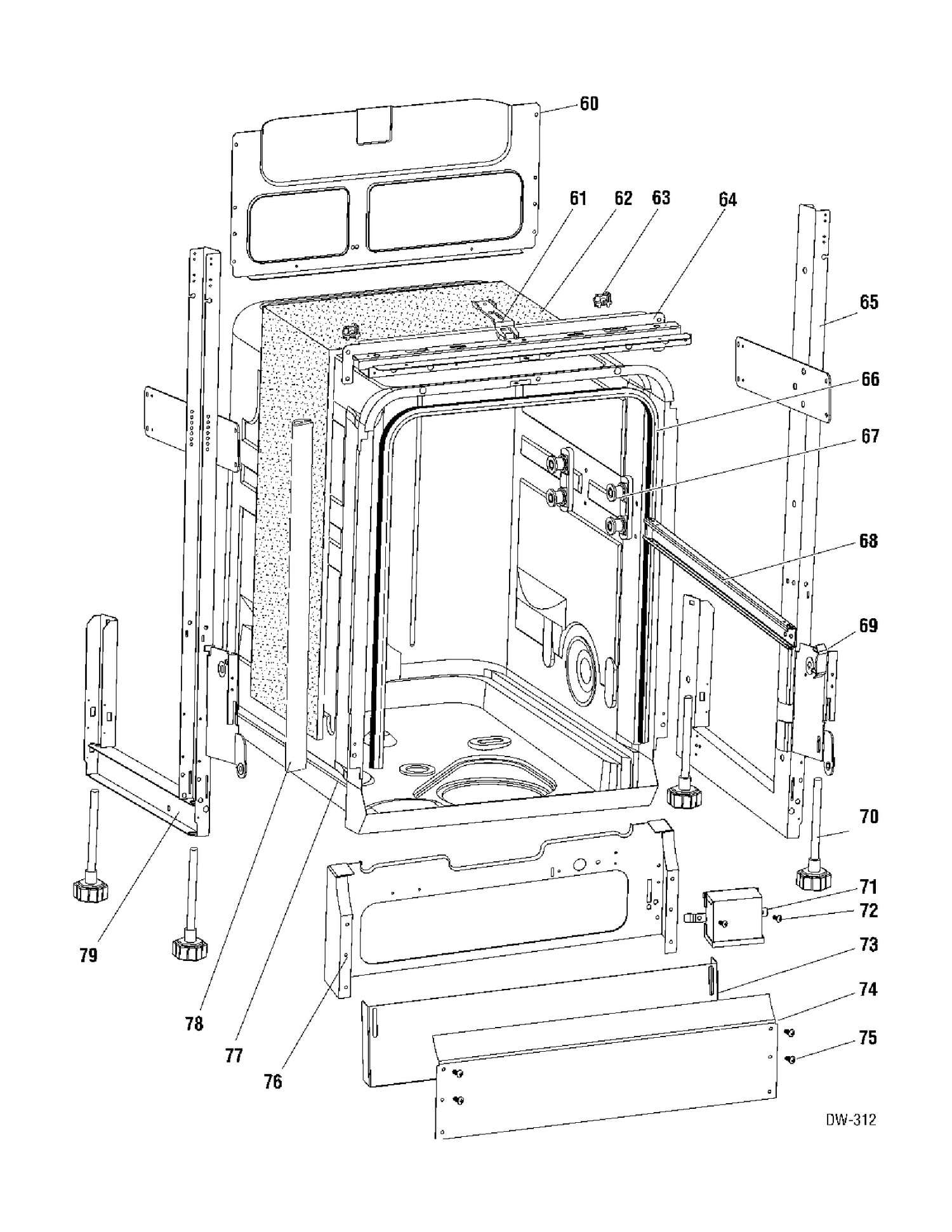 BODY Diagram and Parts List for GSD1807K00WW  General Electric Dishwasher