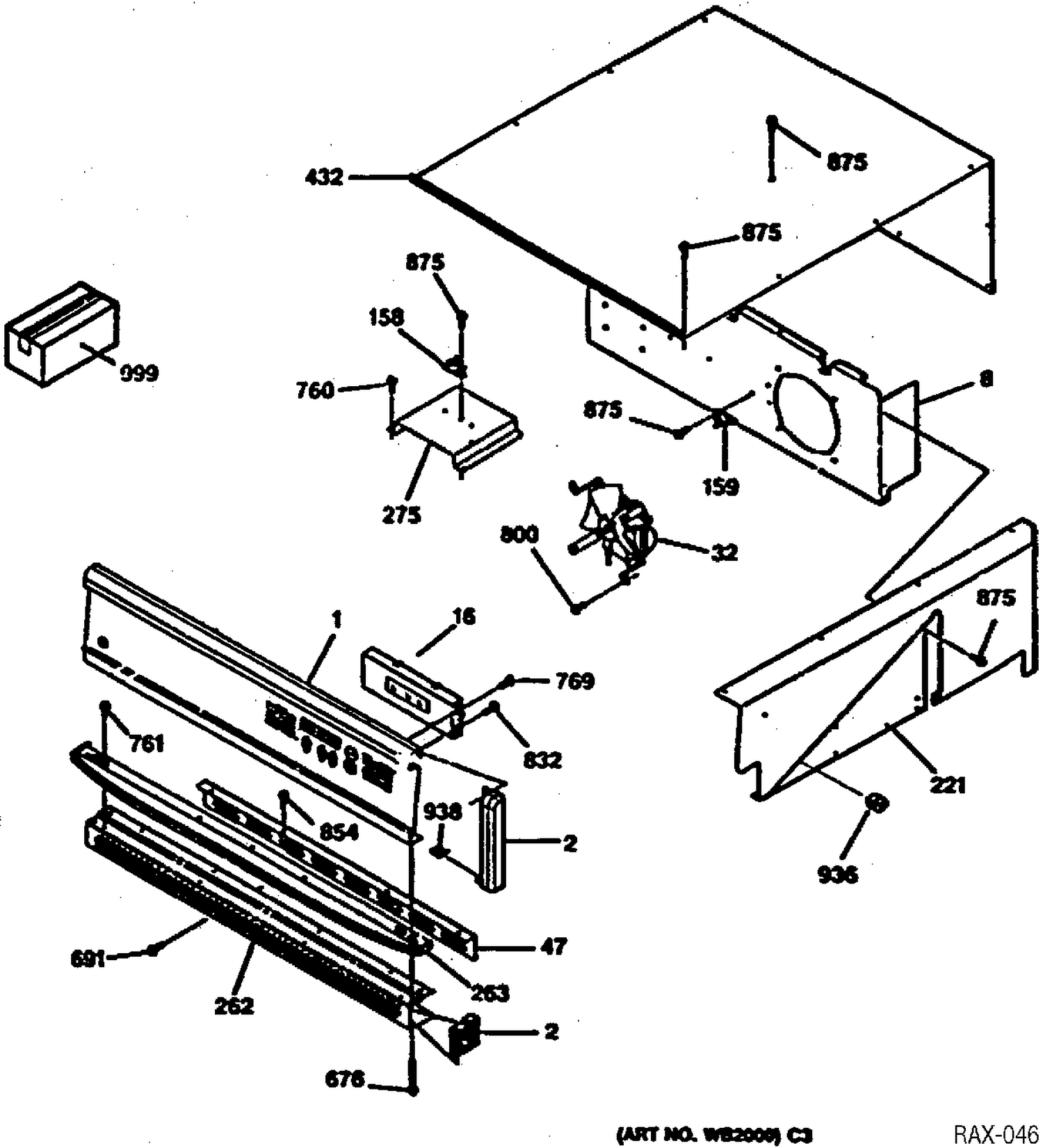 CONTROL PANEL Diagram and Parts List for JCKP18BW-1  General Electric Range