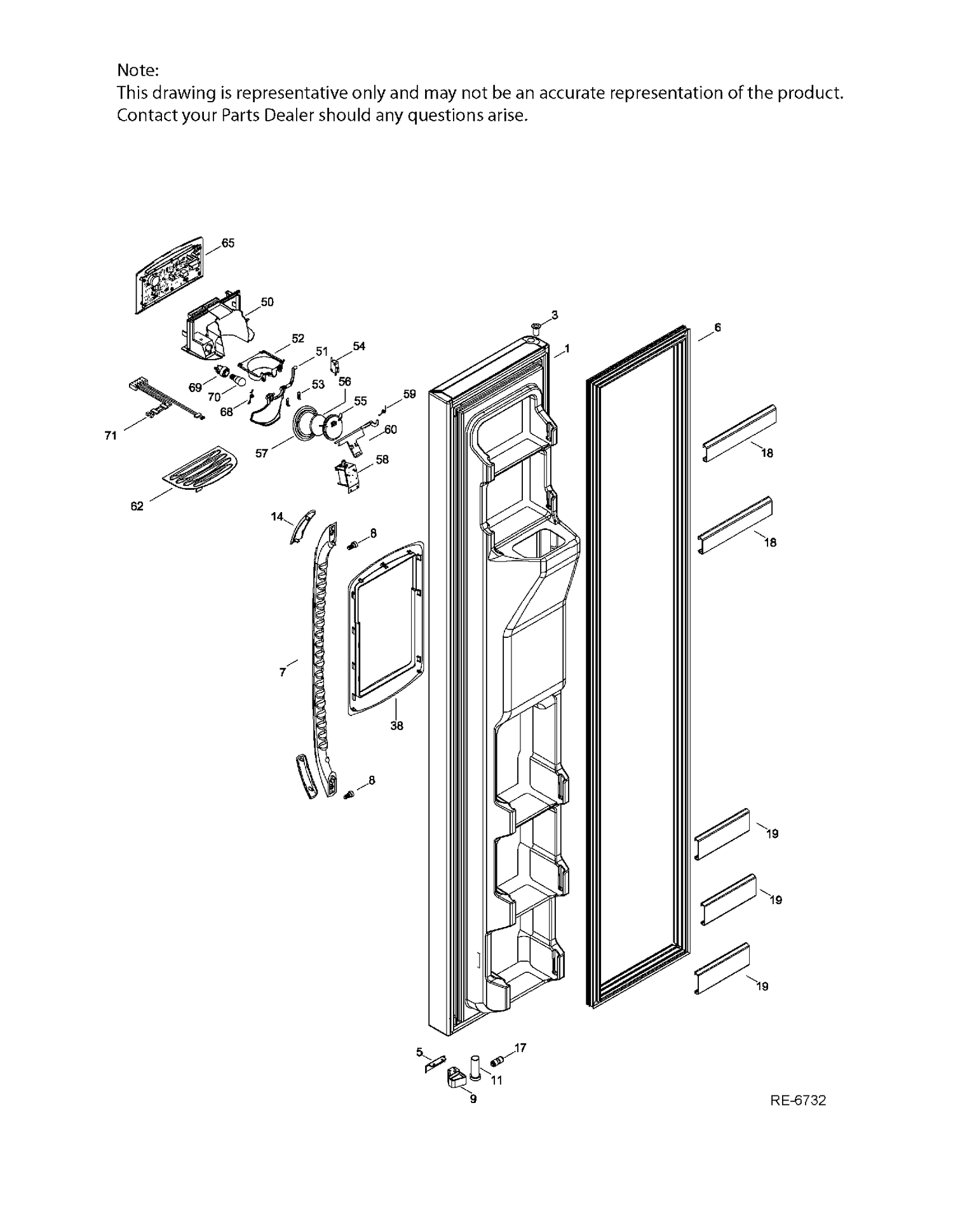 FZ DOOR Diagram and Parts List for GSRC3KLXHFWW  General Electric Refrigerator