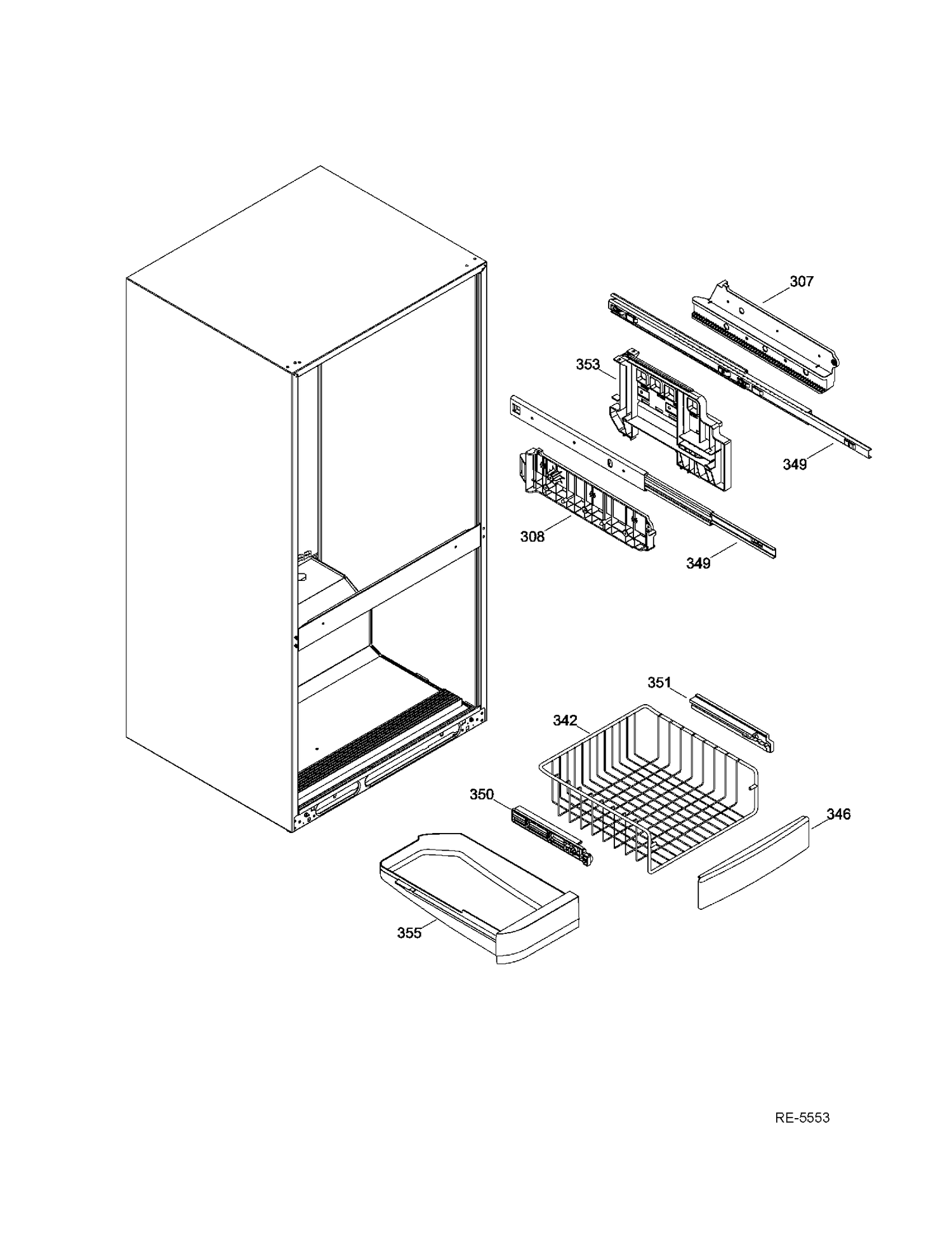 FZ BASKETS Diagram and Parts List for GNR22DSEAFBS  General Electric Refrigerator