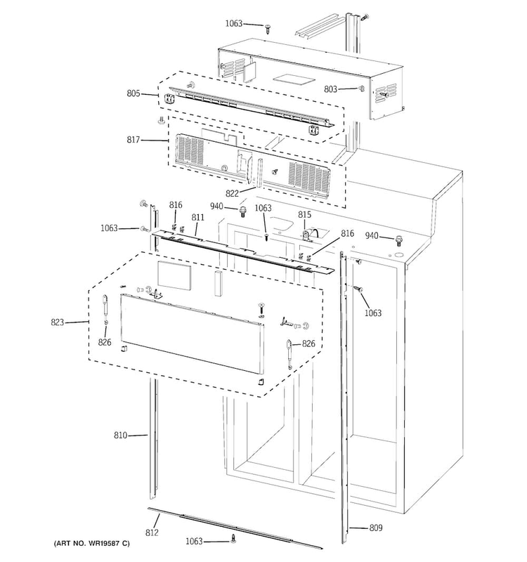 Cabinet Parts Diagram and Parts List for PSB42LSRBV  General Electric Refrigerator
