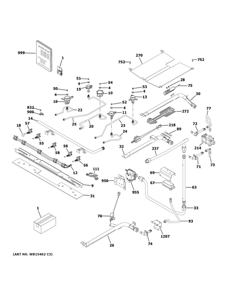 Gas And Burner Parts Diagram and Parts List for JGB860EEJ7ES  General Electric Range