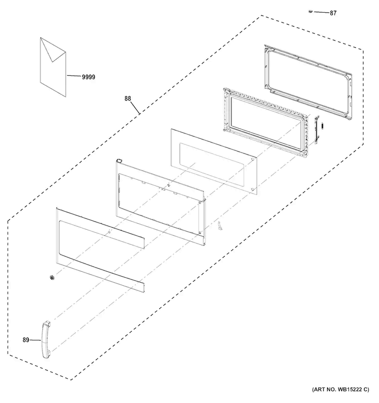 Door Parts Diagram and Parts List for PVM9195DF2BB  General Electric Microwave