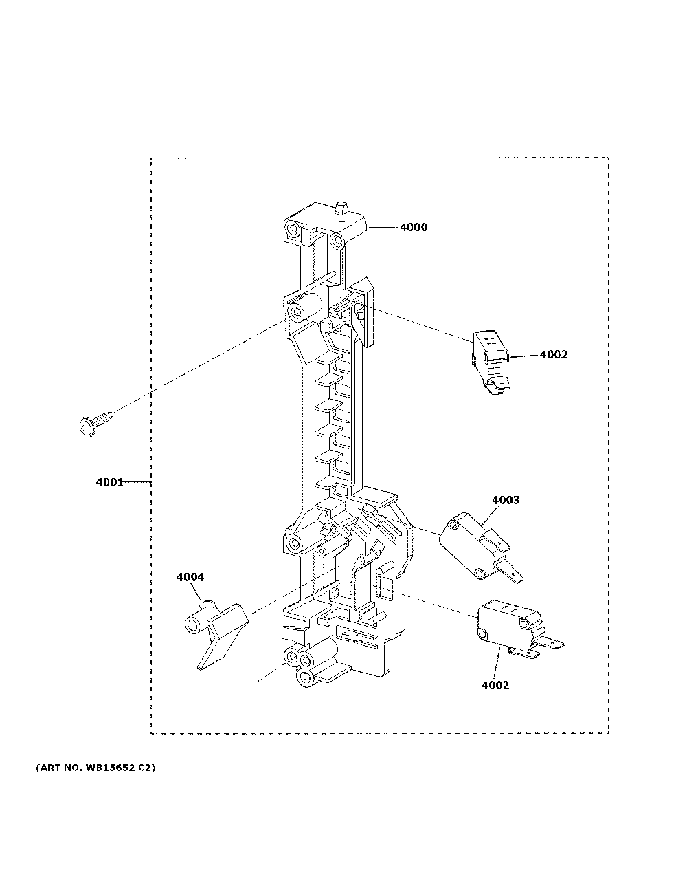 Latch board parts Diagram and Parts List for JVM6172DK5WW  General Electric Microwave