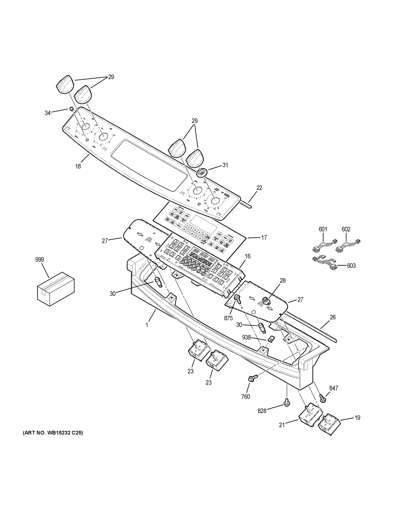 CONTROL PANEL Diagram and Parts List for JS750DF4BB  General Electric Range