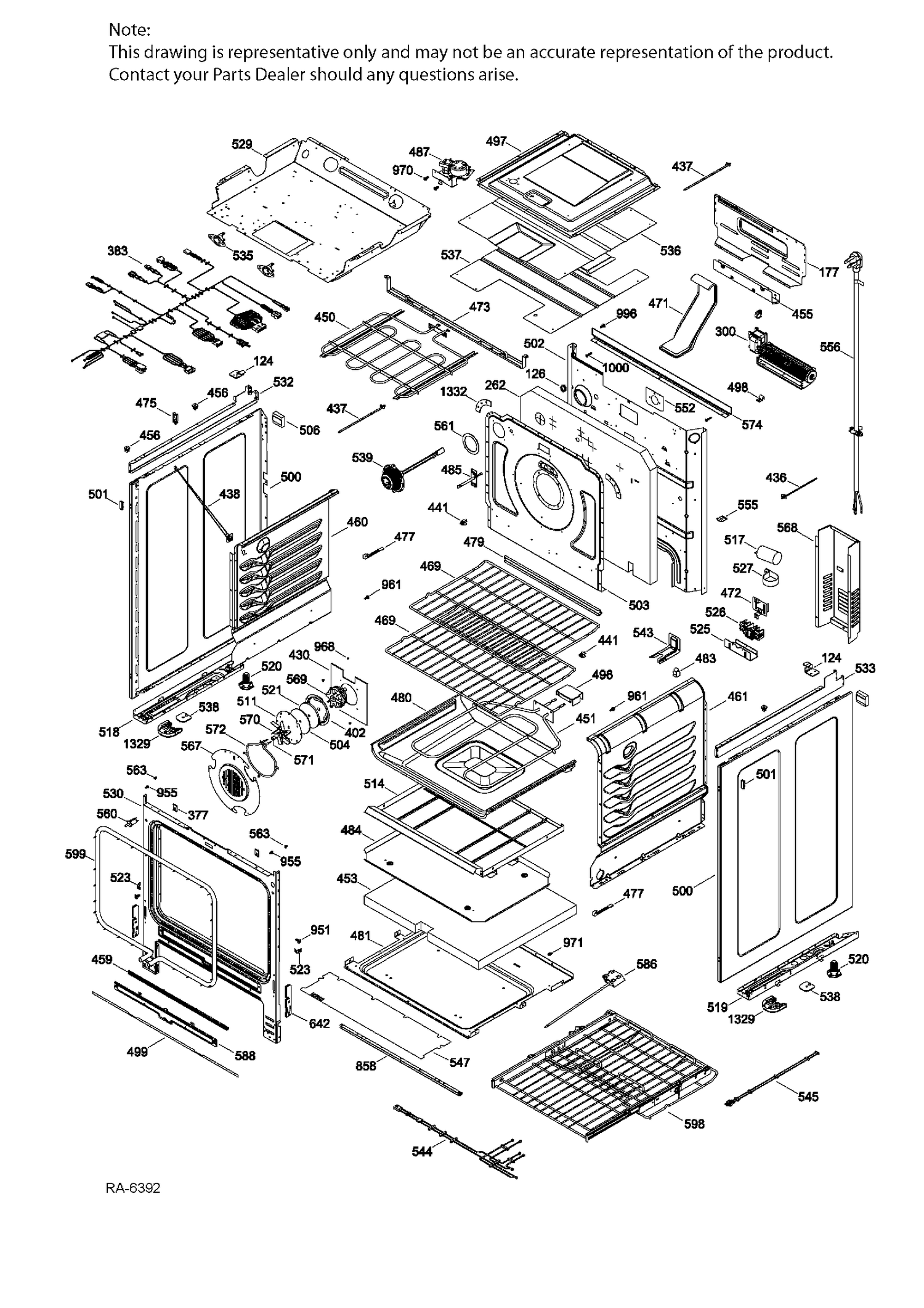 BODY PARTS Diagram and Parts List for PCS940DF3WW  General Electric Range