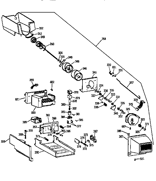 Ice Bucket Diagram and Parts List for TBX22PRYFFWW  General Electric Refrigerator