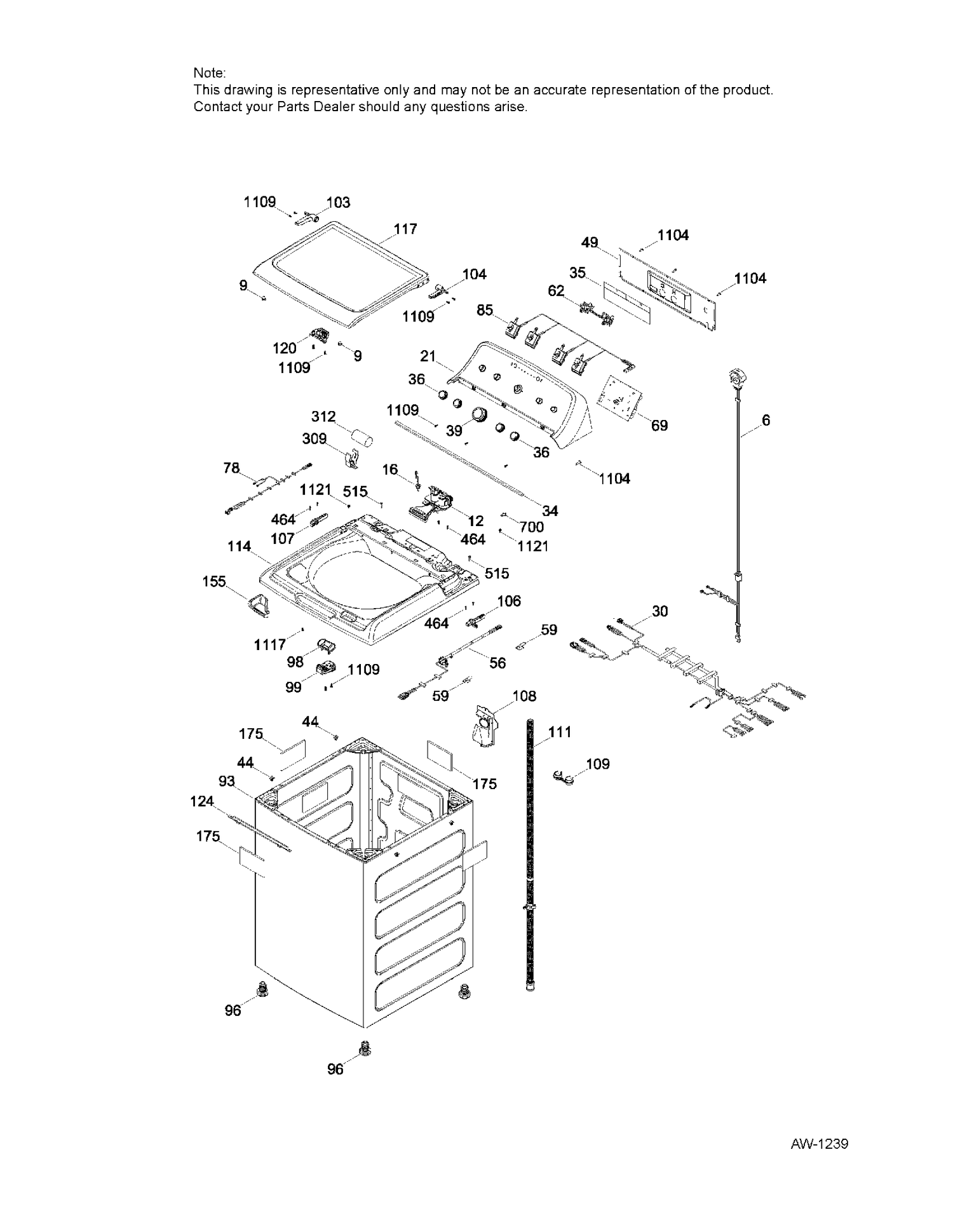 BACKSPLASH CABINET & COVER Diagram and Parts List for GTW460BMK0WW  General Electric Washer