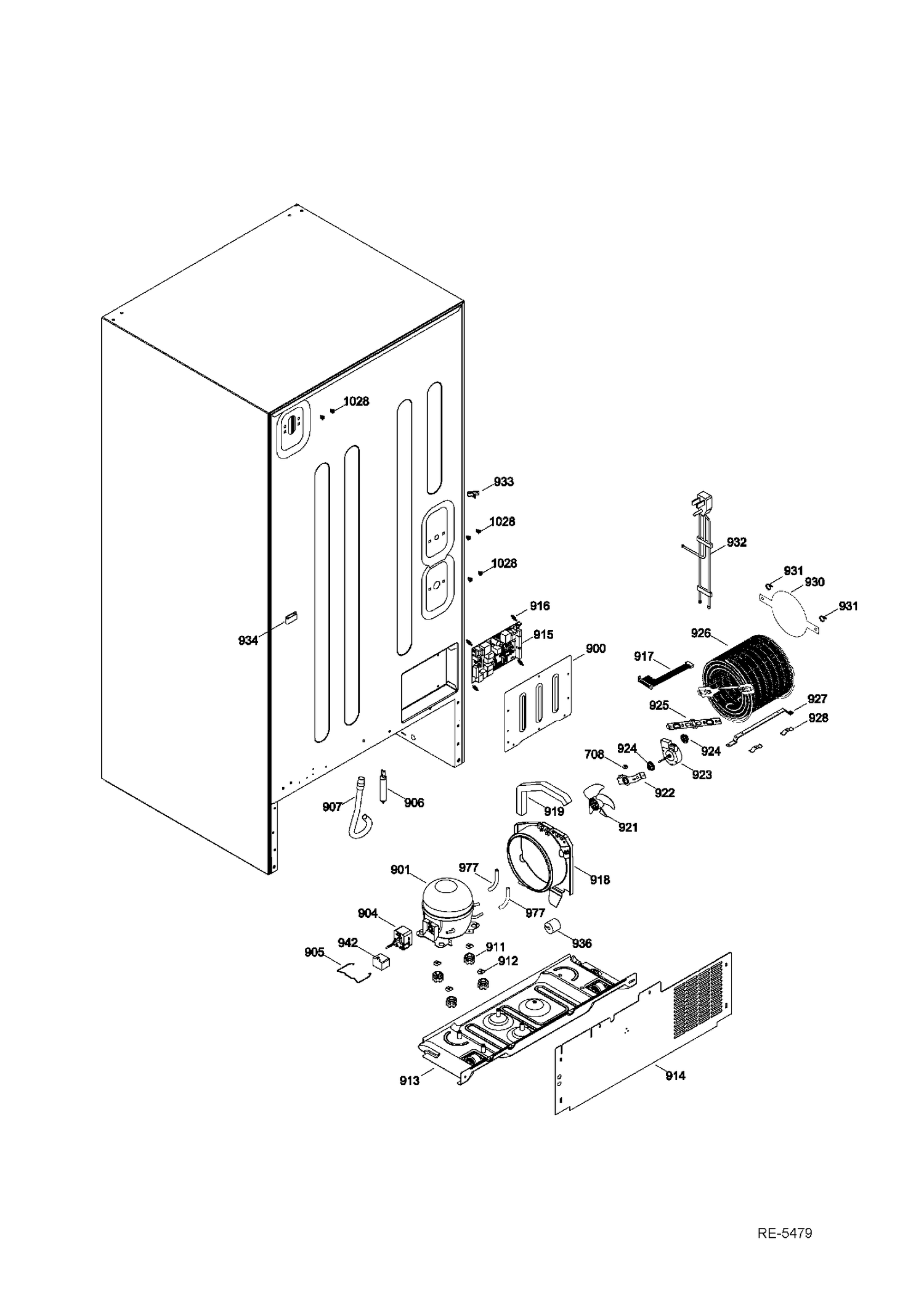 SEALED SYSTEM & MOTHERBOARD Diagram and Parts List for ADR20KSEARES  General Electric Refrigerator