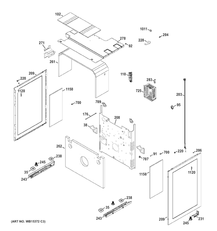 Body Parts Diagram and Parts List for JGB870SEF2SS  General Electric Range