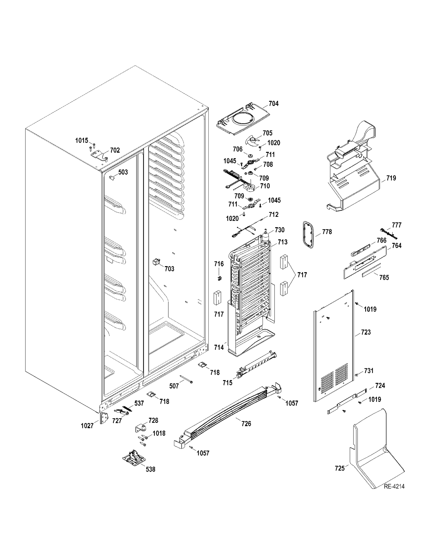 FZ SECTION Diagram and Parts List for PSRS6YGZADSS  General Electric Refrigerator