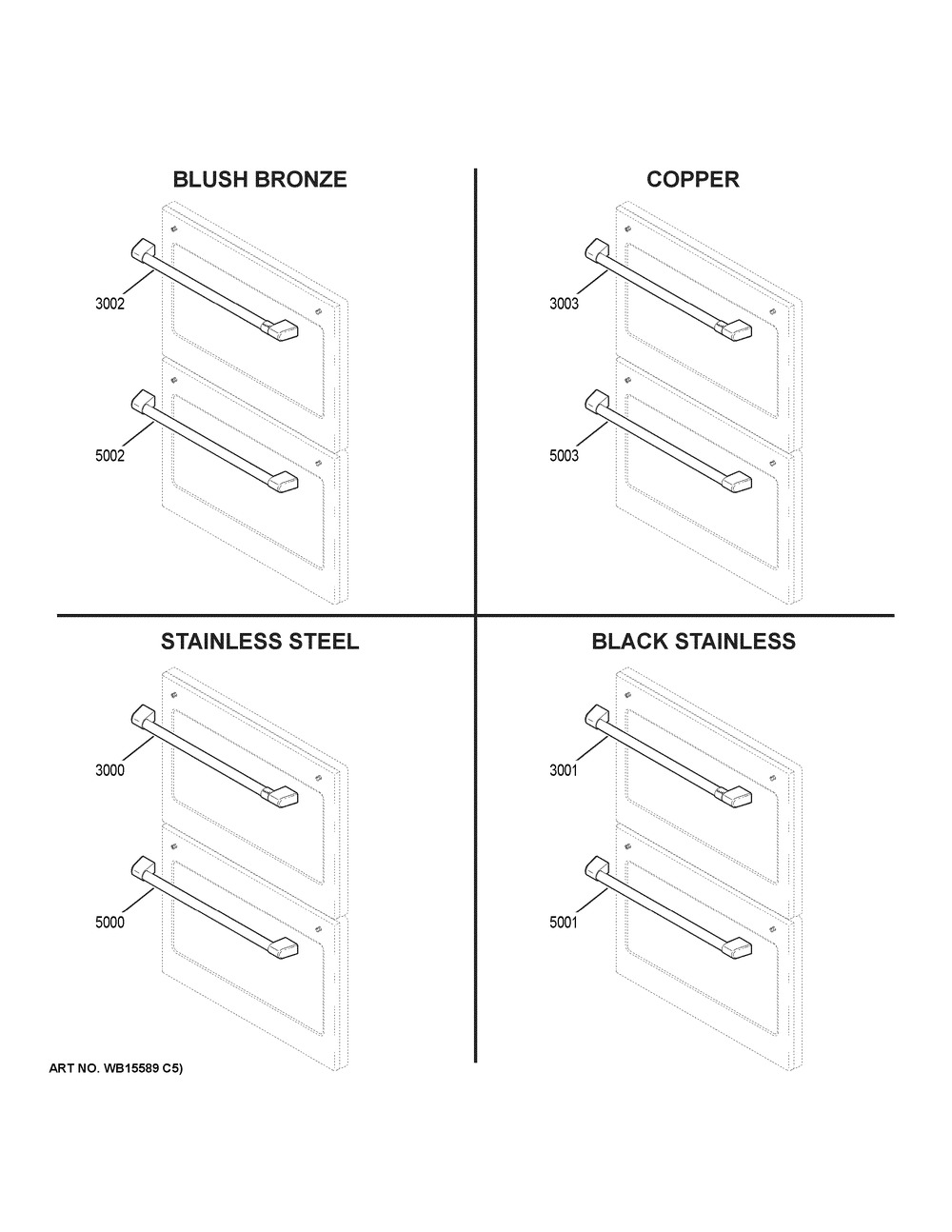 Cafe Customization Diagram and Parts List for CTD90DP3M1D1  General Electric Range