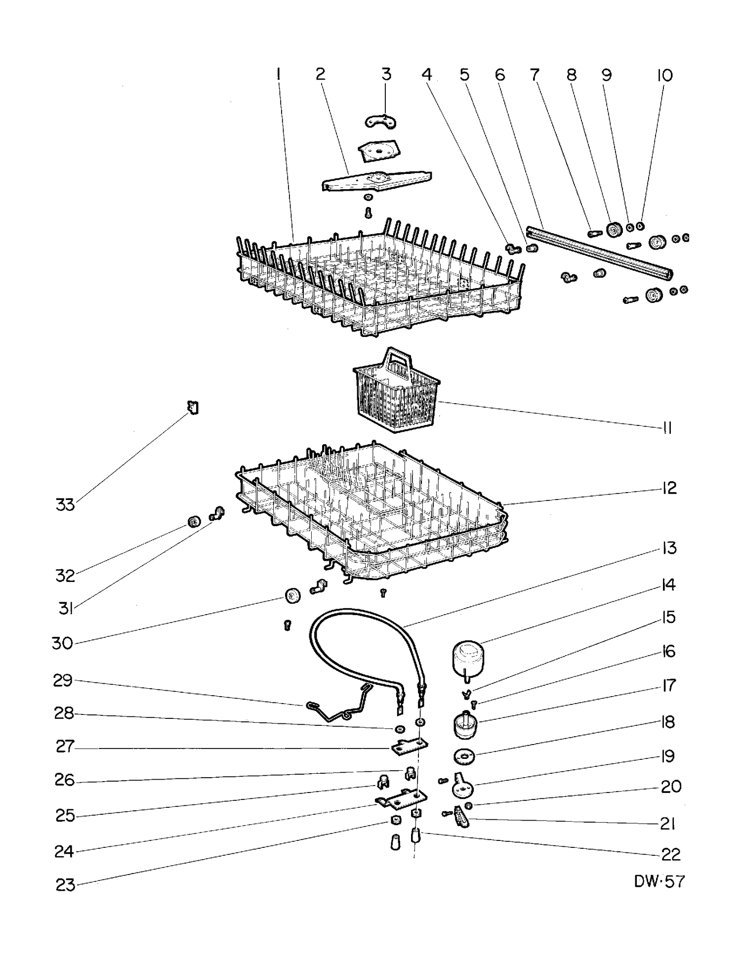 RACK & HEATER PARTS Diagram and Parts List for GMC680G*119  General Electric Dishwasher