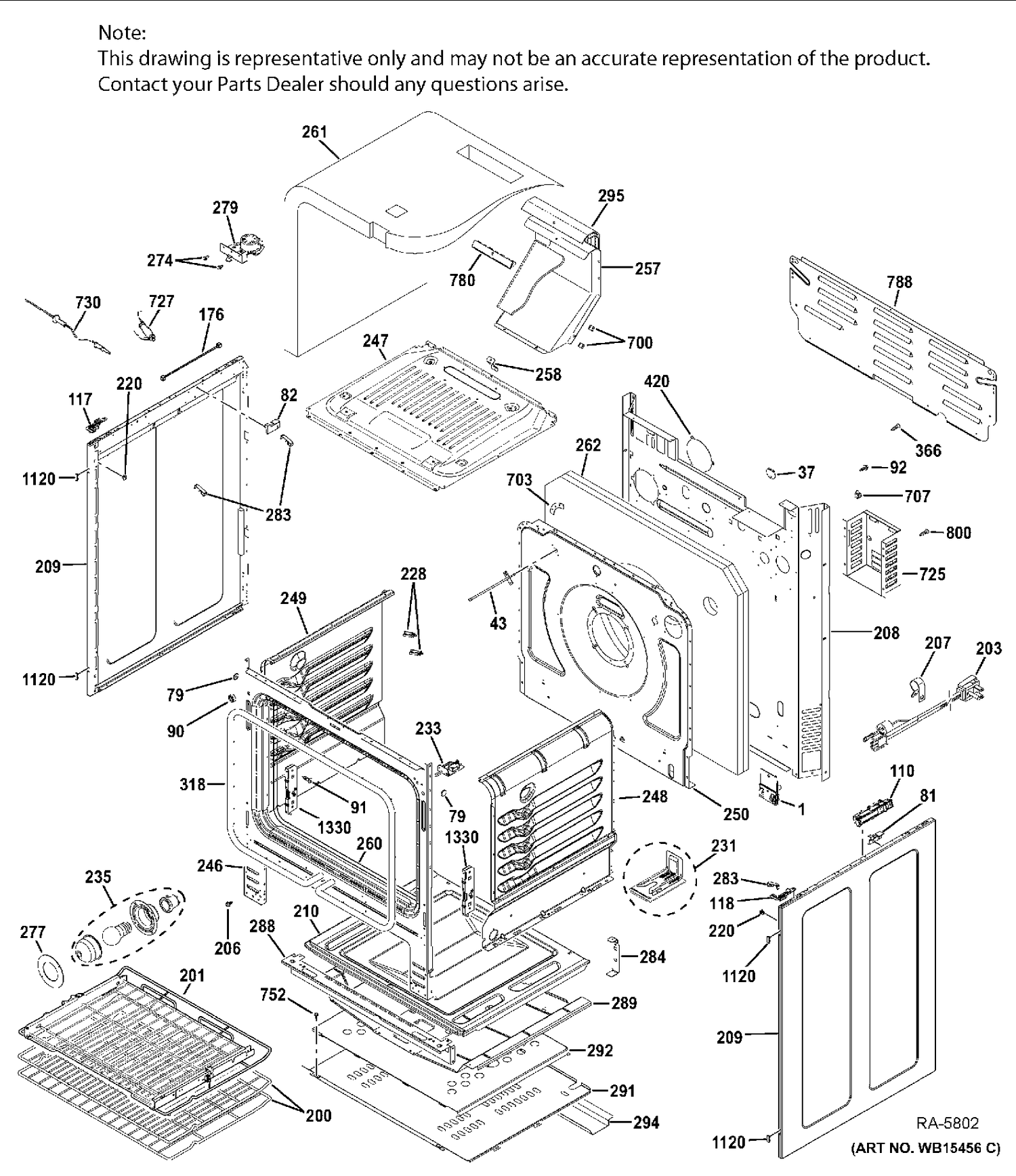 BODY PARTS Diagram and Parts List for PCGB940SEJ1SS  General Electric Range