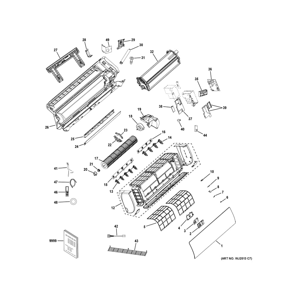 Room Air Conditioner Diagram and Parts List for QS15WB2BEA1  General Electric Air Conditioner