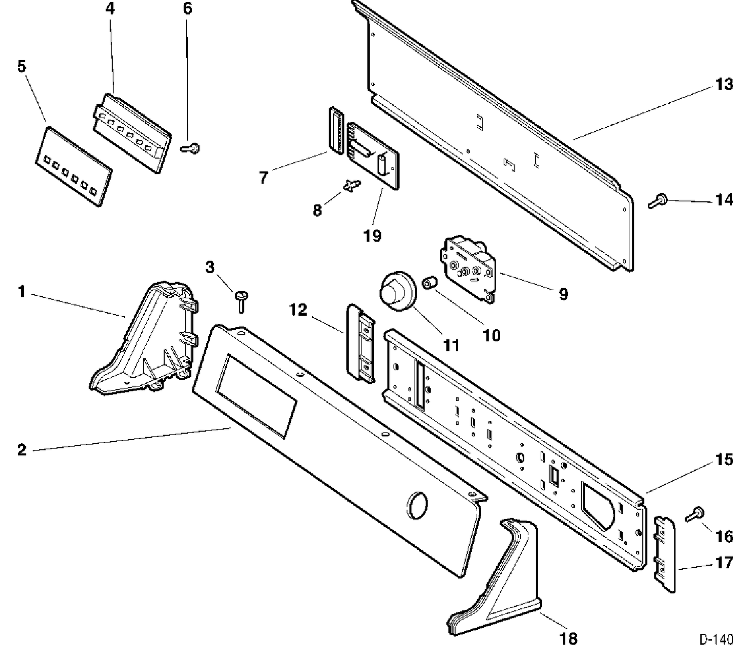 CONTROL GROUP Diagram and Parts List for UPSQ495ET6WW  General Electric Dryer