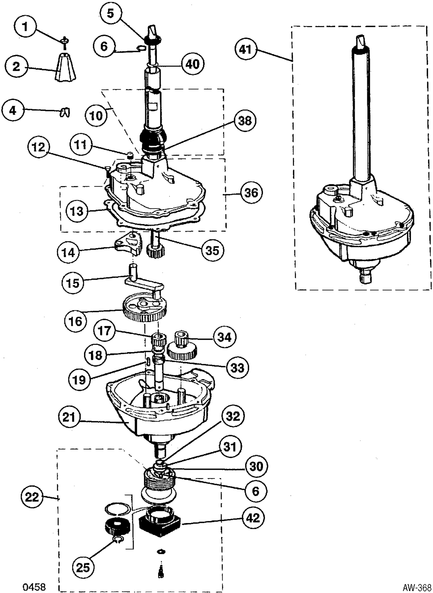 TRANSMISSION Diagram and Parts List for GW7000KW127  General Electric Washer