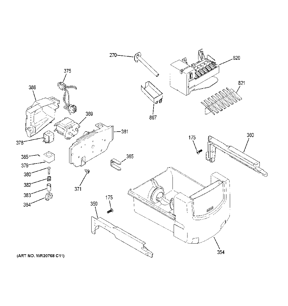 Ice maker & dispenser Diagram and Parts List for GSS25GGHRCWW  General Electric Refrigerator