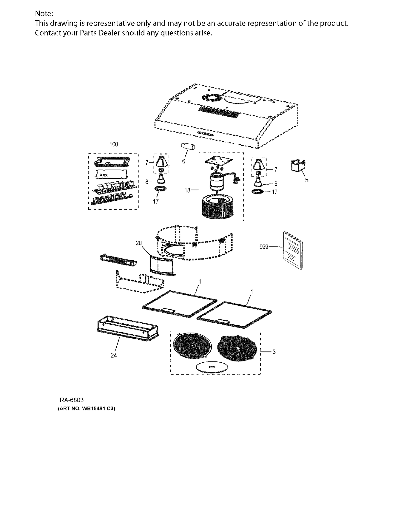 RANGE HOOD Diagram and Parts List for JVX5300SJ1SSC  General Electric Range Hood