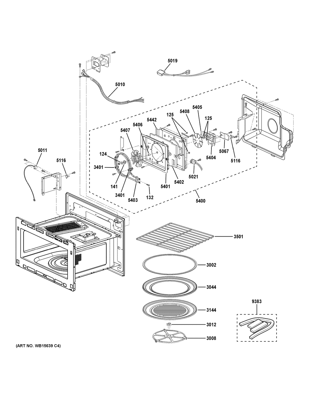 Interior Parts Diagram and Parts List for PSB9240SV1SS  General Electric Wall Oven