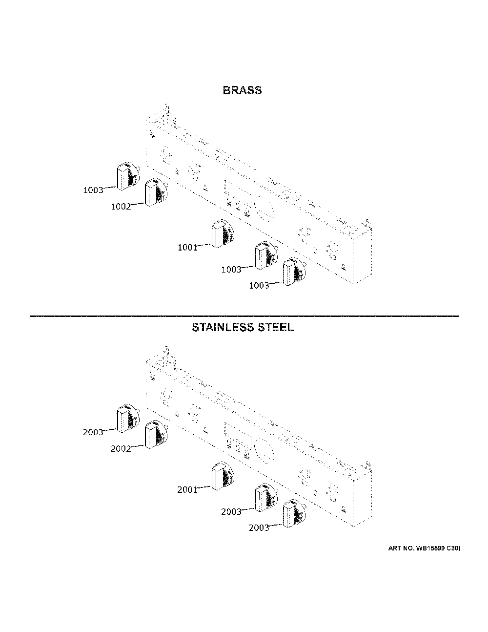 Monogram Customization Diagram and Parts List for ZGP304NT1SS  General Electric Range