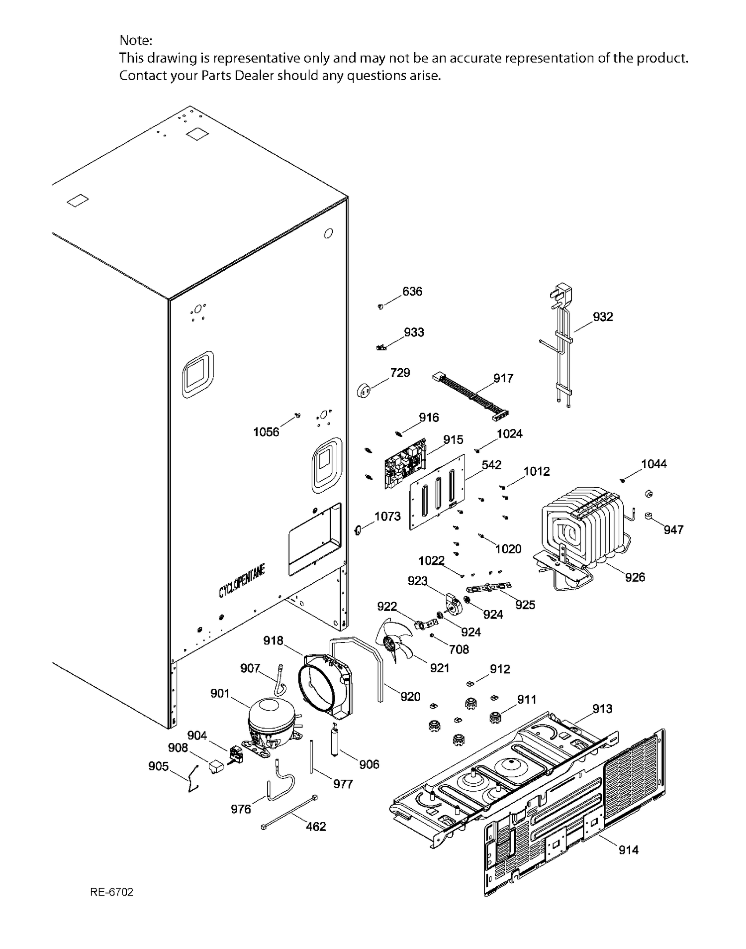 SEALED SYSTEM & MOTHERBOARD Diagram and Parts List for GDE21DSKAKSS  General Electric Refrigerator